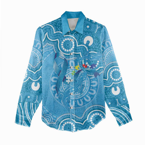 Australia Indigenous Women Casual Shirt Blue Ribbon Lizards Autism Awareness - Aussie Hoodie