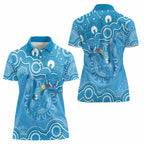 Australia Indigenous Women Polo Shirt Blue Ribbon Lizards Autism Awareness - Aussie Hoodie