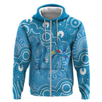 Australia Indigenous Zip Hoodie Blue Ribbon Lizards Autism Awareness - Aussie Hoodie