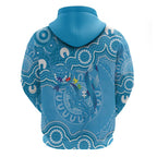 Australia Indigenous Zip Hoodie Blue Ribbon Lizards Autism Awareness - Aussie Hoodie