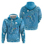 Australia Indigenous Zip Hoodie Blue Ribbon Lizards Autism Awareness - Aussie Hoodie