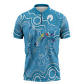 Australia Indigenous Zipper Polo Shirt Blue Ribbon Lizards Autism Awareness - Aussie Hoodie