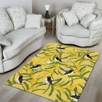 Australia Wattle Day Area Rug Acacia Pycnantha Willie Wagtail Seamless Style