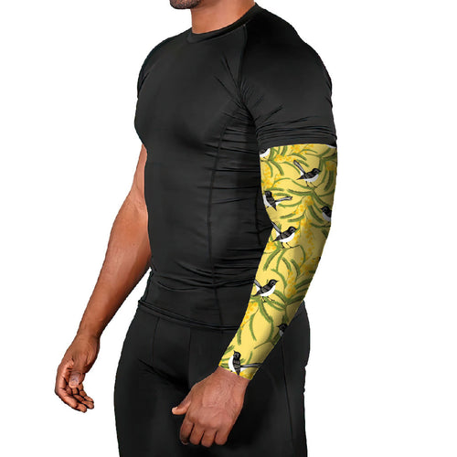 Australia Wattle Day Arm Sleeves Acacia Pycnantha Willie Wagtail Seamless Style