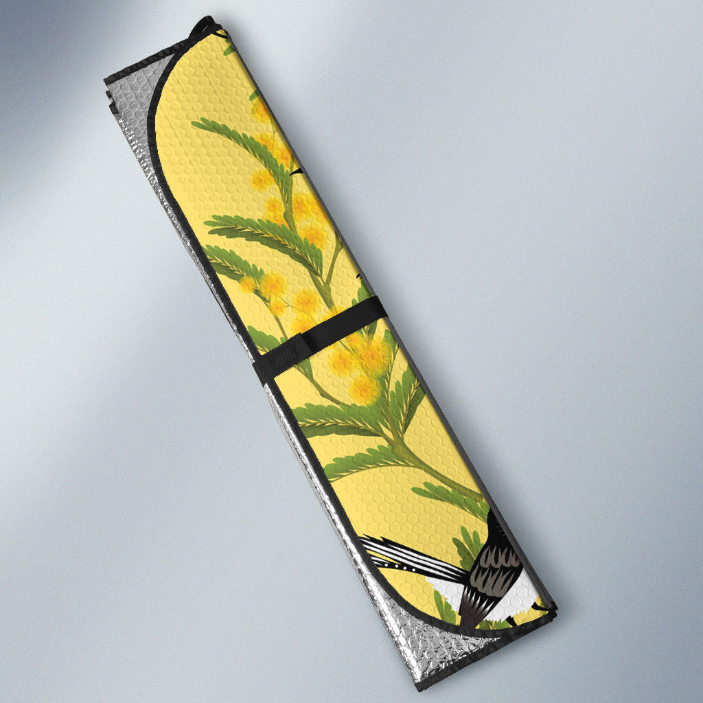 Australia Wattle Day Auto Sun Shade Acacia Pycnantha Willie Wagtail Seamless Style