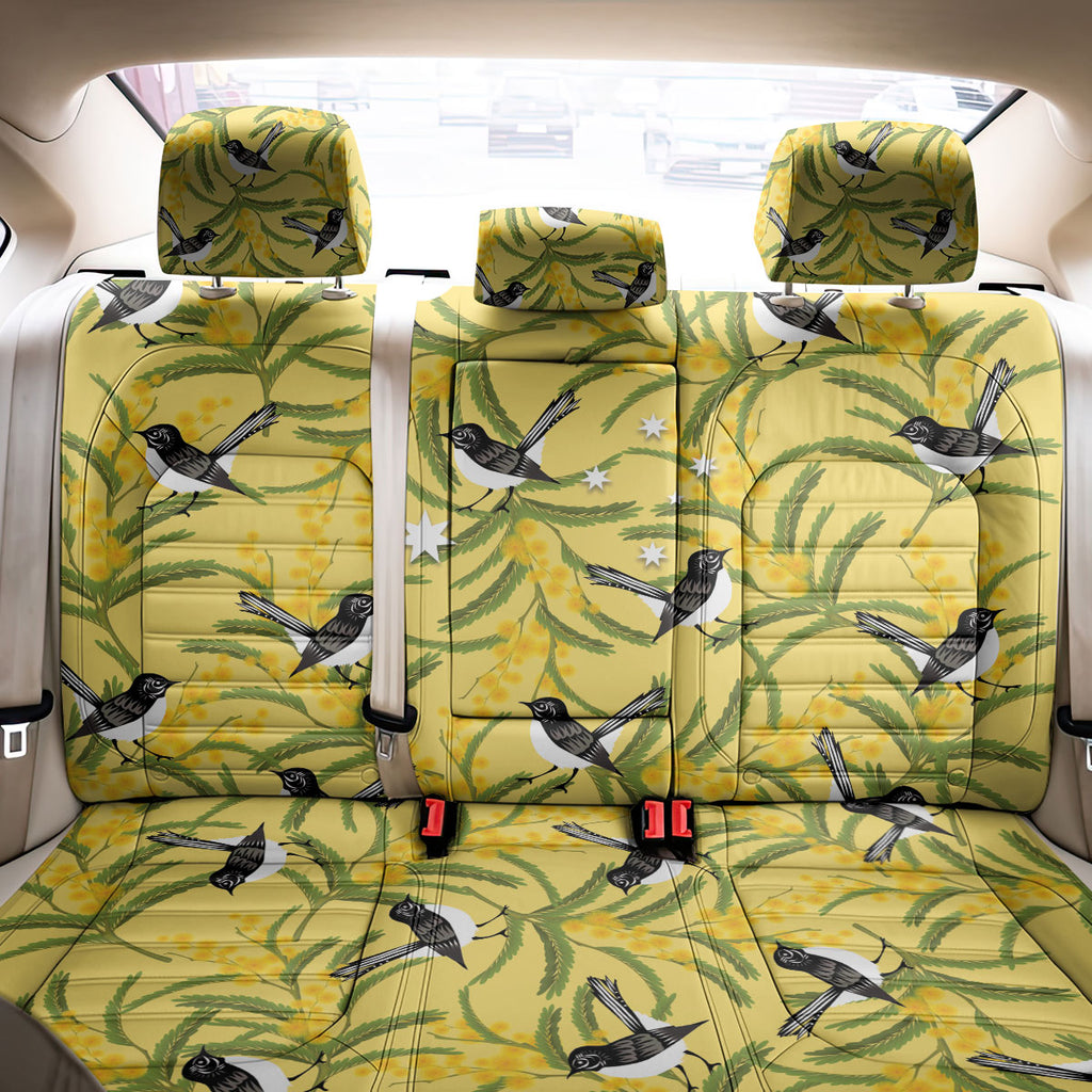 Australia Wattle Day Back Car Seat Cover Acacia Pycnantha Willie Wagtail Seamless Style
