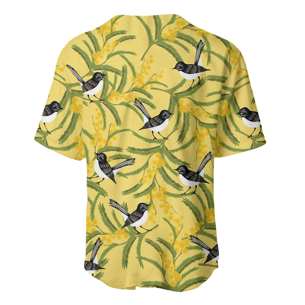 Australia Wattle Day Baseball Jersey Acacia Pycnantha Willie Wagtail Seamless Style