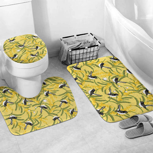 Australia Wattle Day Bathroom Set Acacia Pycnantha Willie Wagtail Seamless Style
