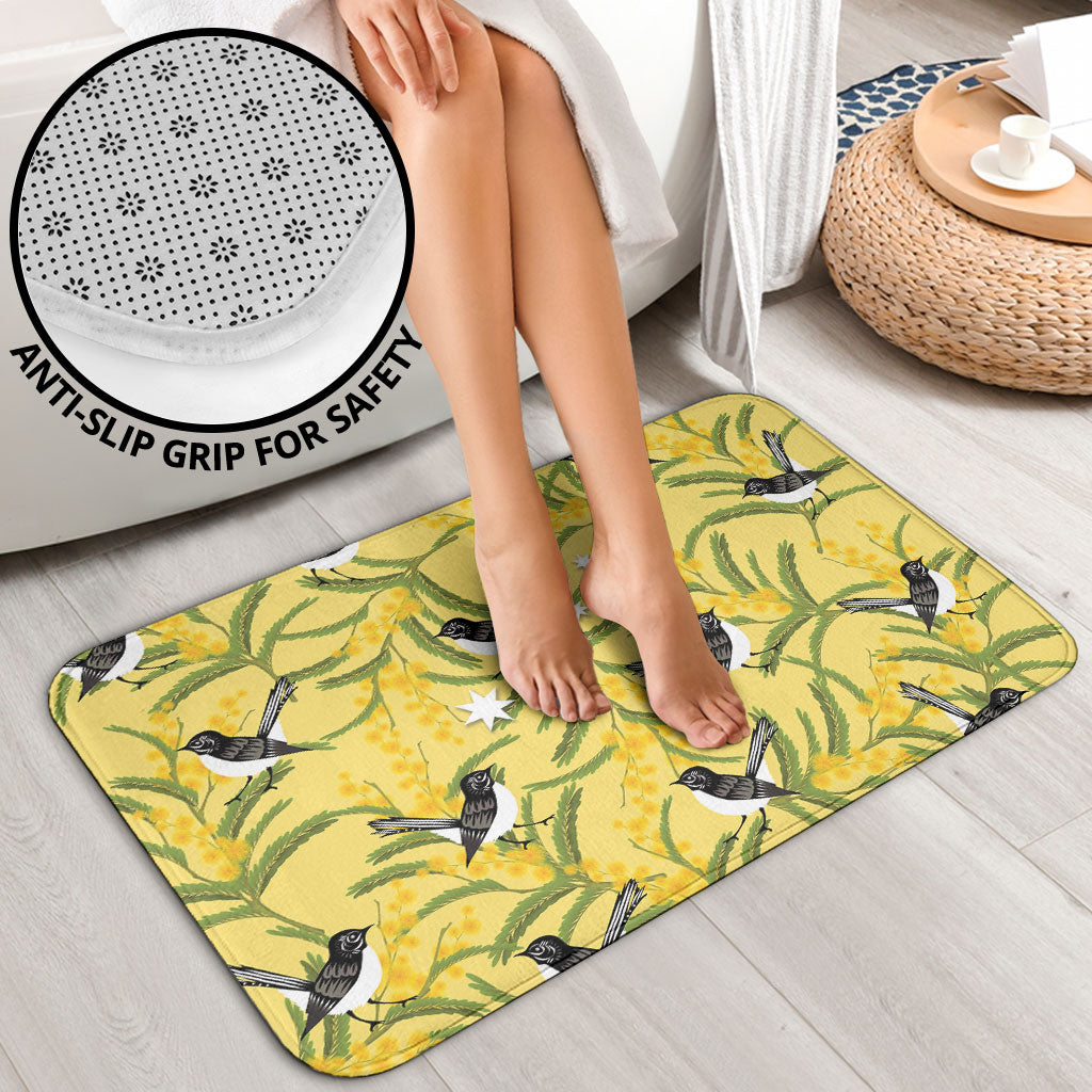 Australia Wattle Day Bathroom Set Acacia Pycnantha Willie Wagtail Seamless Style