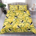 Australia Wattle Day Bedding Set Acacia Pycnantha Willie Wagtail Seamless Style