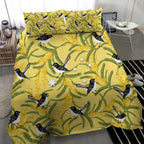Australia Wattle Day Bedding Set Acacia Pycnantha Willie Wagtail Seamless Style