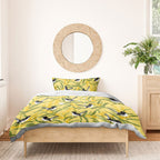 Australia Wattle Day Bedding Set Acacia Pycnantha Willie Wagtail Seamless Style