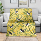 Australia Wattle Day Blanket Acacia Pycnantha Willie Wagtail Seamless Style