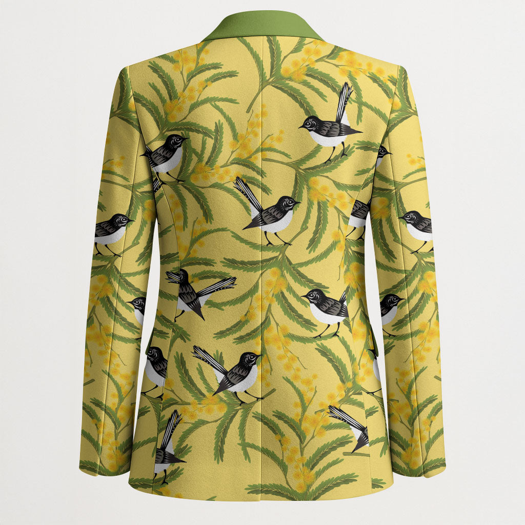 Australia Wattle Day Blazer Acacia Pycnantha Willie Wagtail Seamless Style