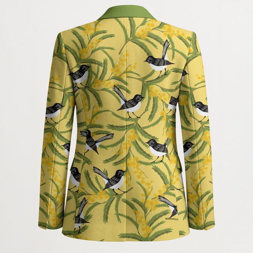 Australia Wattle Day Blazer Acacia Pycnantha Willie Wagtail Seamless Style