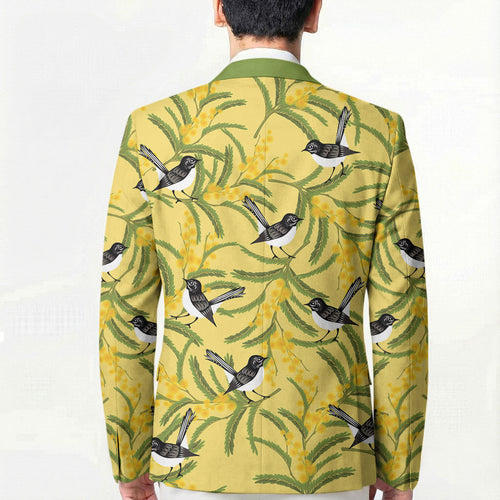 Australia Wattle Day Blazer Acacia Pycnantha Willie Wagtail Seamless Style