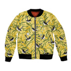 Australia Wattle Day Bomber Jacket Acacia Pycnantha Willie Wagtail Seamless Style