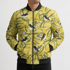 Australia Wattle Day Bomber Puffer Jacket Acacia Pycnantha Willie Wagtail Seamless Style