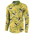 Australia Wattle Day Button Sweatshirt Acacia Pycnantha Willie Wagtail Seamless Style
