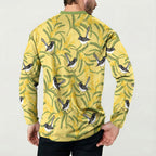 Australia Wattle Day Button Sweatshirt Acacia Pycnantha Willie Wagtail Seamless Style