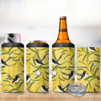 Australia Wattle Day 4 in 1 Can Cooler Tumbler Acacia Pycnantha Willie Wagtail Seamless Style