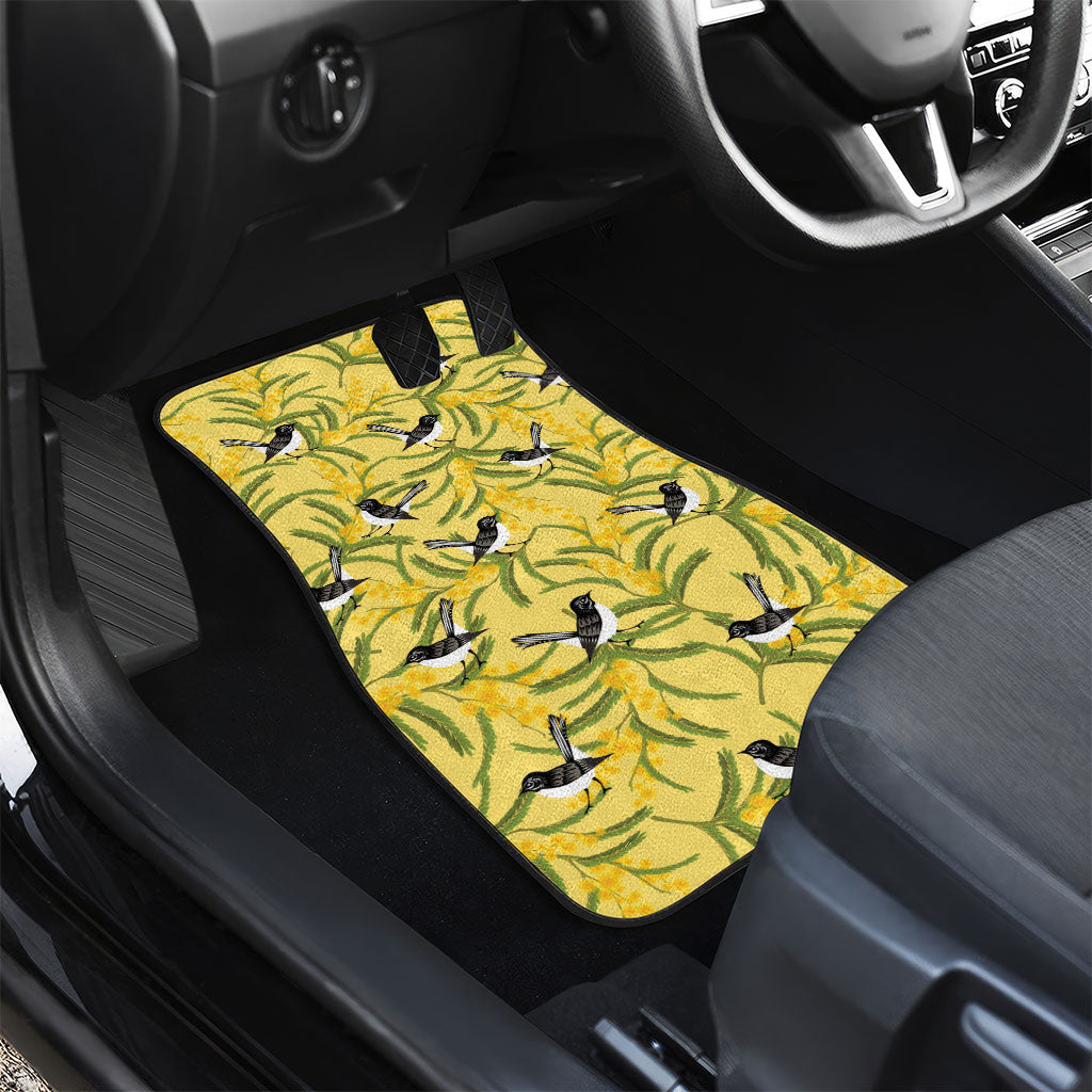 Australia Wattle Day Car Mats Acacia Pycnantha Willie Wagtail Seamless Style