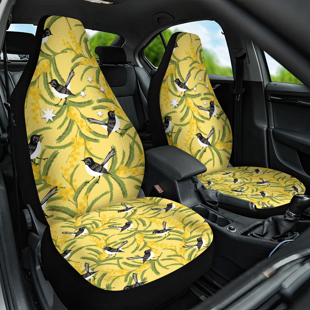 Australia Wattle Day Car Seat Cover Acacia Pycnantha Willie Wagtail Seamless Style