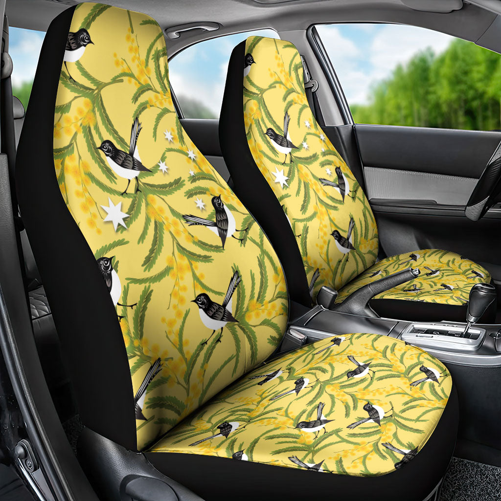 Australia Wattle Day Car Seat Cover Acacia Pycnantha Willie Wagtail Seamless Style