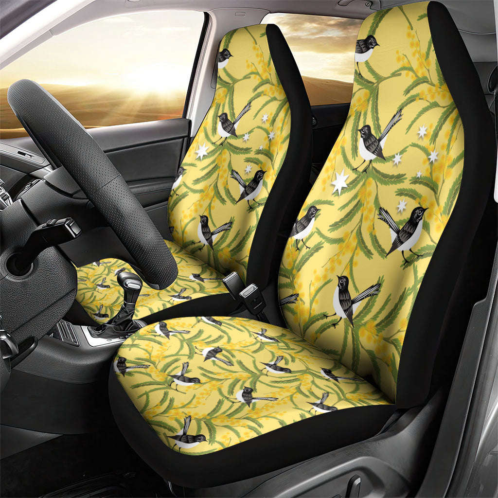 Australia Wattle Day Car Seat Cover Acacia Pycnantha Willie Wagtail Seamless Style