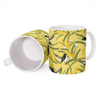 Australia Wattle Day Ceramic Mug Acacia Pycnantha Willie Wagtail Seamless Style