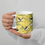 Australia Wattle Day Ceramic Mug Acacia Pycnantha Willie Wagtail Seamless Style