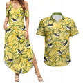 Australia Wattle Day Couples Matching Summer Maxi Dress and Hawaiian Shirt Acacia Pycnantha Willie Wagtail Seamless Style