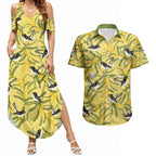 Australia Wattle Day Couples Matching Summer Maxi Dress and Hawaiian Shirt Acacia Pycnantha Willie Wagtail Seamless Style