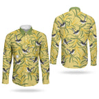 Australia Wattle Day Couples Matching Tank Maxi Dress and Long Sleeve Button Shirt Acacia Pycnantha Willie Wagtail Seamless Style