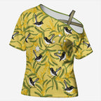 Australia Wattle Day Cross Shoulder Shirt Acacia Pycnantha Willie Wagtail Seamless Style