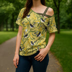 Australia Wattle Day Cross Shoulder Shirt Acacia Pycnantha Willie Wagtail Seamless Style