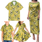 Australia Wattle Day Family Matching Puletasi and Hawaiian Shirt Acacia Pycnantha Willie Wagtail Seamless Style