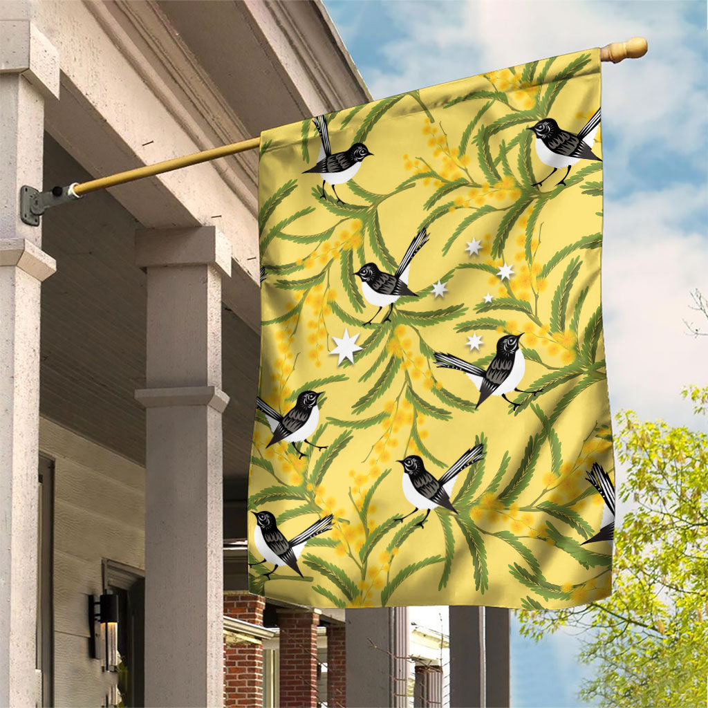 Australia Wattle Day Garden Flag Acacia Pycnantha Willie Wagtail Seamless Style