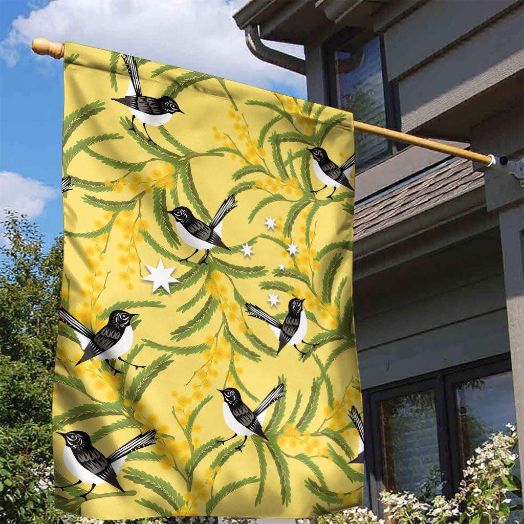 Australia Wattle Day Garden Flag Acacia Pycnantha Willie Wagtail Seamless Style