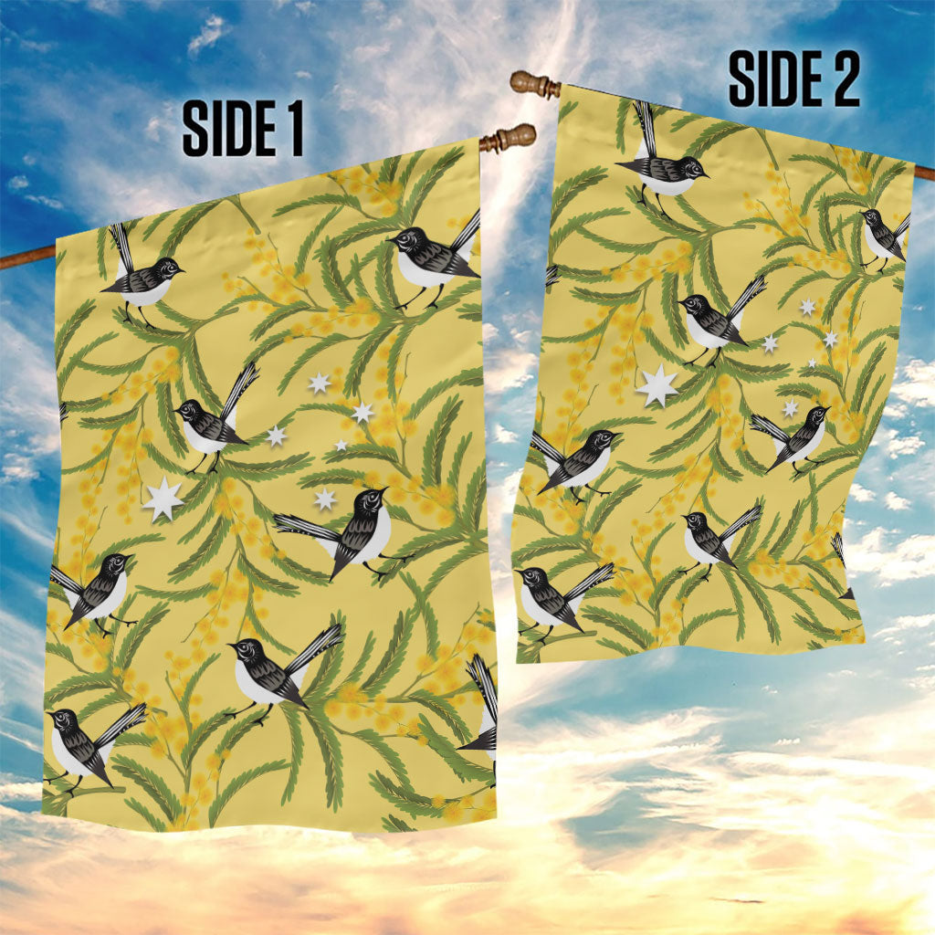 Australia Wattle Day Garden Flag Acacia Pycnantha Willie Wagtail Seamless Style