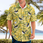 Australia Wattle Day Hawaiian Shirt Acacia Pycnantha Willie Wagtail Seamless Style