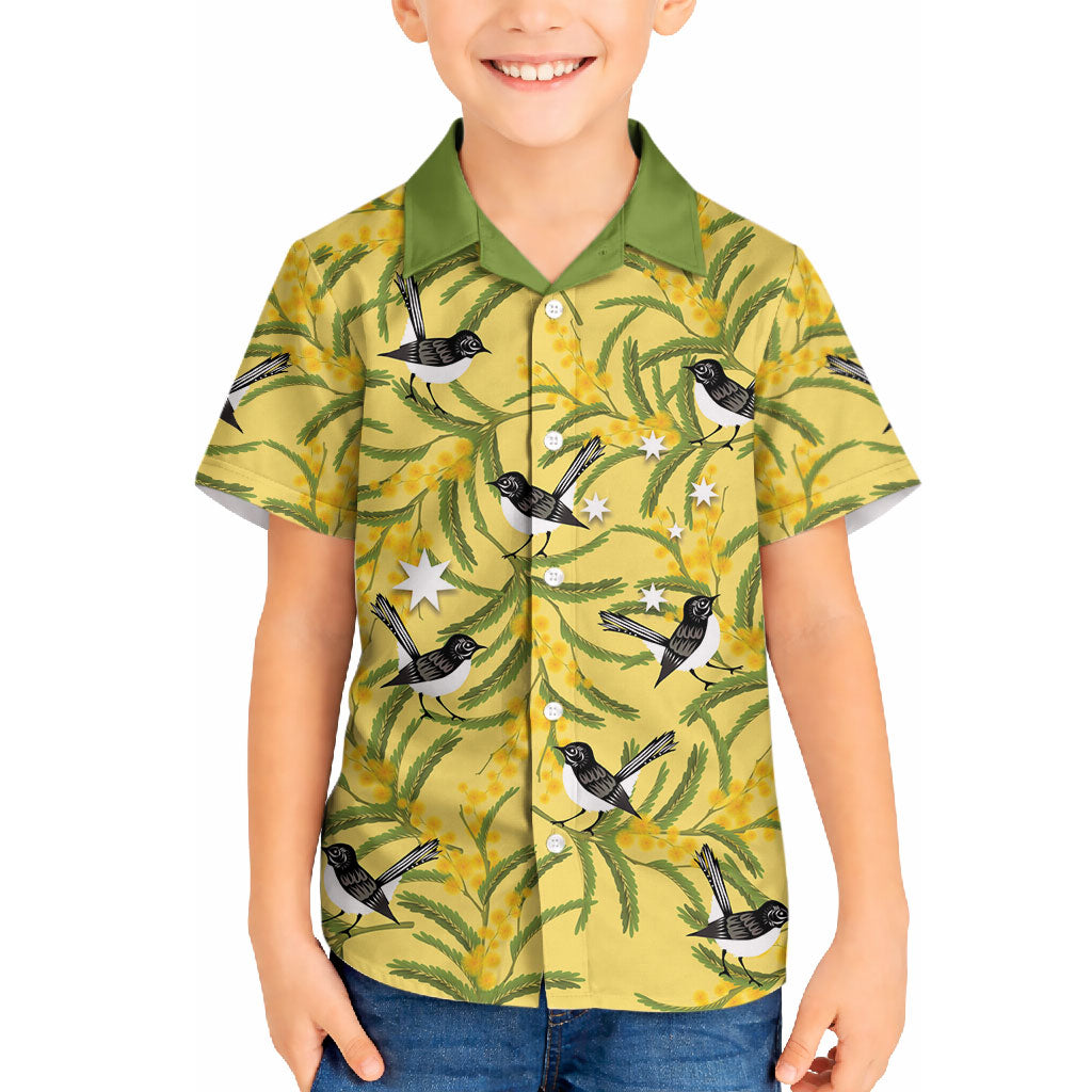 Australia Wattle Day Hawaiian Shirt Acacia Pycnantha Willie Wagtail Seamless Style