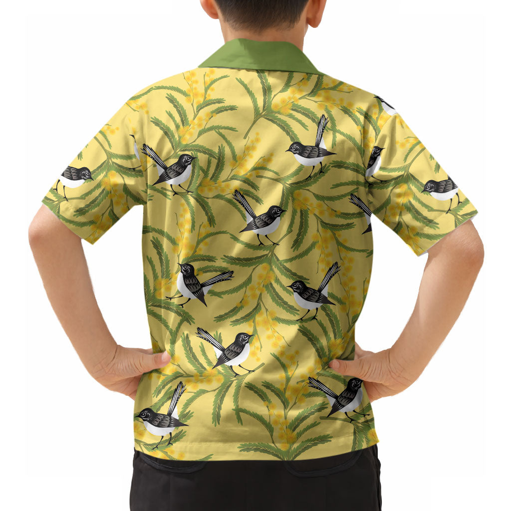 Australia Wattle Day Hawaiian Shirt Acacia Pycnantha Willie Wagtail Seamless Style