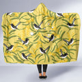 Australia Wattle Day Hooded Blanket Acacia Pycnantha Willie Wagtail Seamless Style