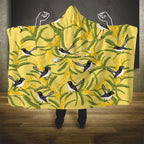 Australia Wattle Day Hooded Blanket Acacia Pycnantha Willie Wagtail Seamless Style