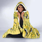 Australia Wattle Day Hooded Blanket Acacia Pycnantha Willie Wagtail Seamless Style