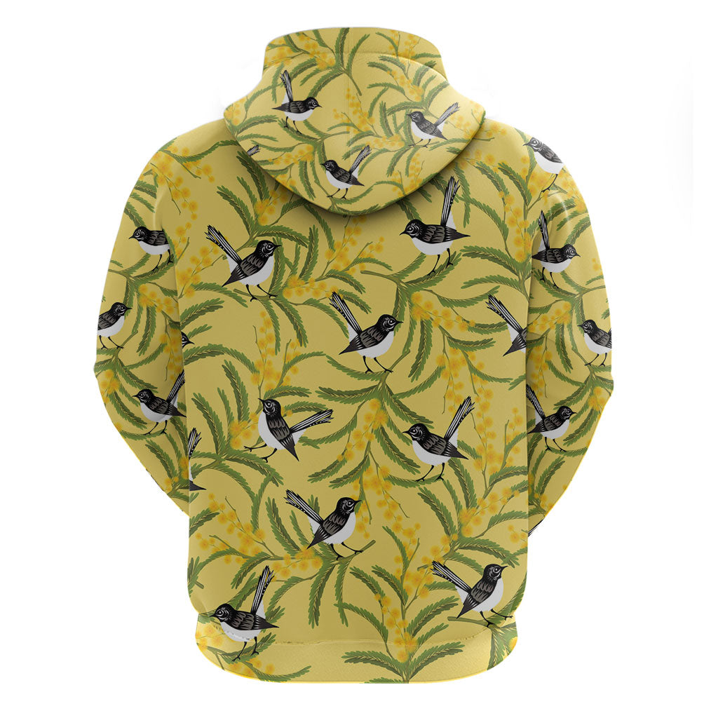 Australia Wattle Day Hoodie Acacia Pycnantha Willie Wagtail Seamless Style