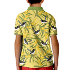 Australia Wattle Day Kid Polo Shirt Acacia Pycnantha Willie Wagtail Seamless Style