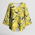 Australia Wattle Day Kimono Sleeve Blouse Acacia Pycnantha Willie Wagtail Seamless Style