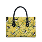 Australia Wattle Day Leather Bag Acacia Pycnantha Willie Wagtail Seamless Style